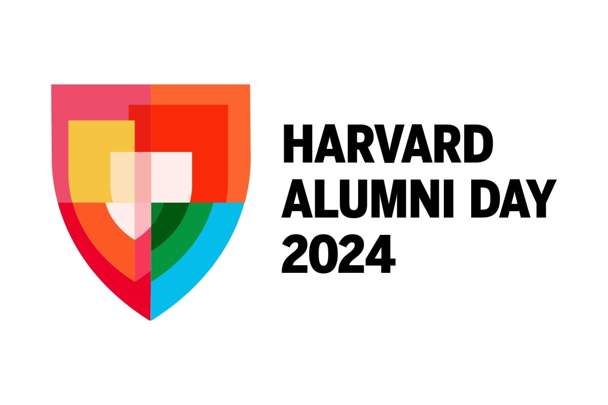Multi colored shield Harvard Alumni Day 2024